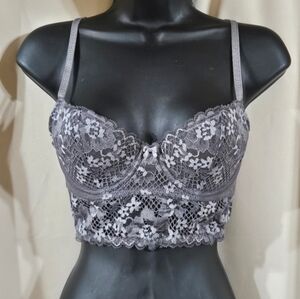 Elegant Adore Me‎ Gray Lace Bralette 34b